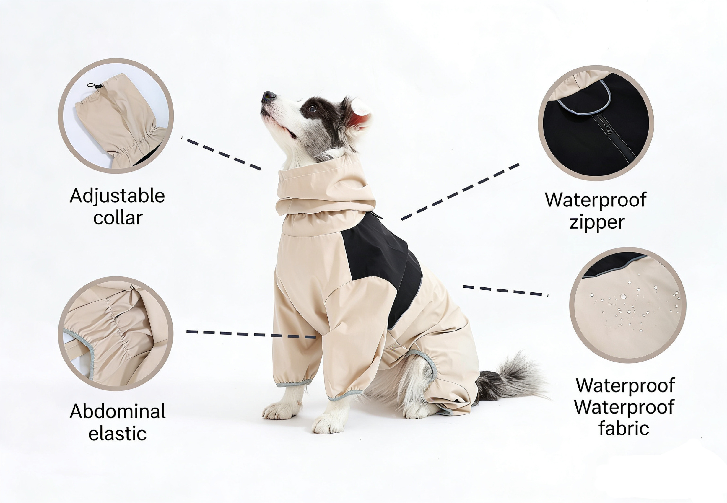 Waterproof Dog Coat, Reversible Dog Jacket for Medium Dogs, Adjustable Durable Doggie Winter Coat Warm Puppy Cold Weather Apparel from Small to Large Breed